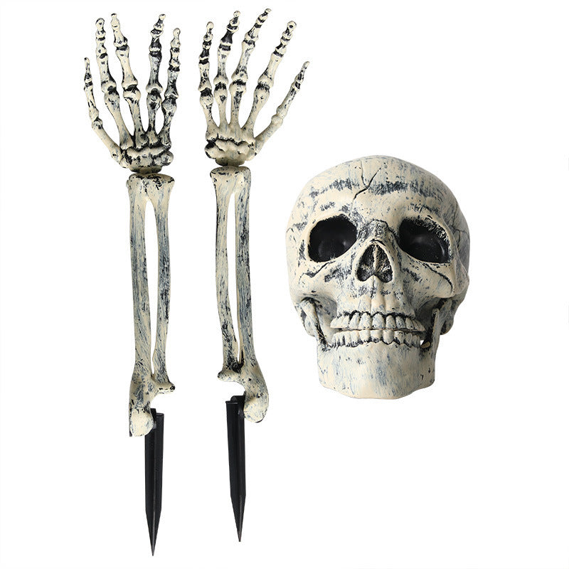 Halloween skeleton decoration set featuring skulls and bones