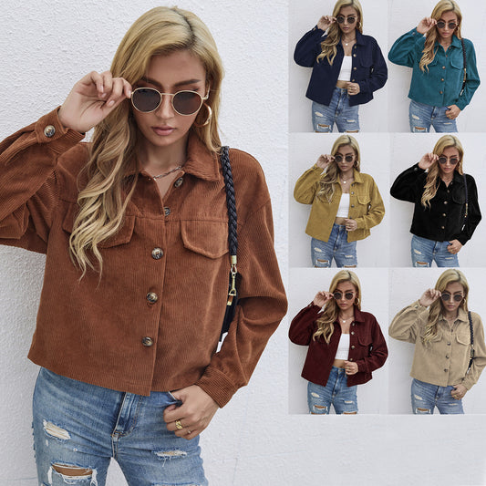 Womens Corduroy Short Coat styled with jeans for casual wear