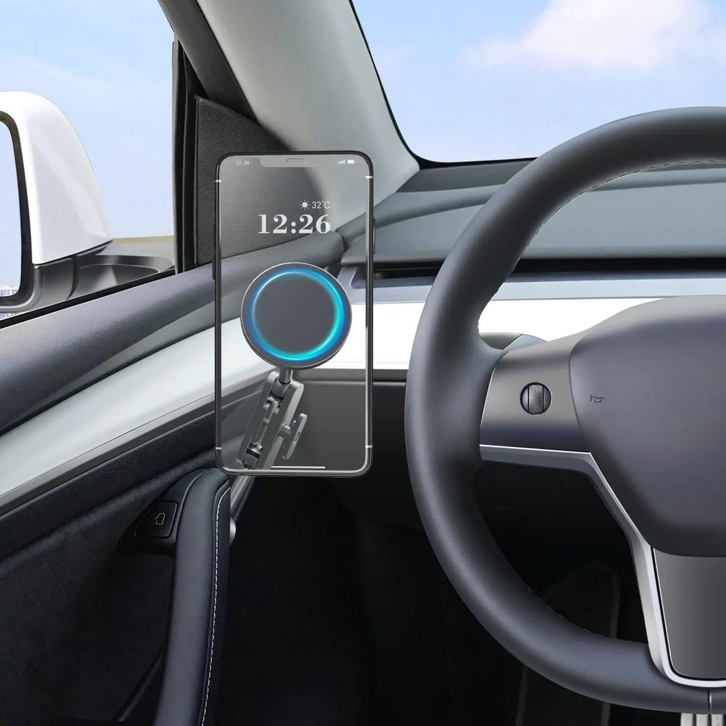 Tesla magnetic phone mount left door screw fixing