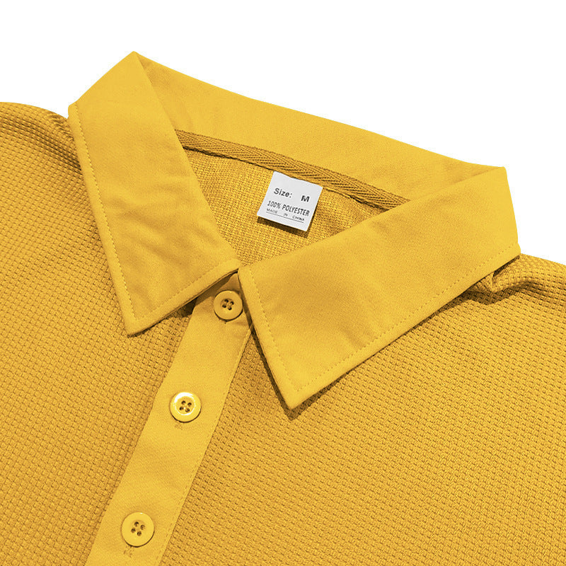 Mens waffle short sleeve polo shirt folded display