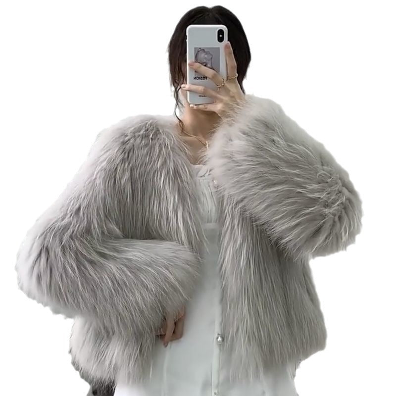 Womens Slim Fit Leather Coat showcasing a fox-like design in a chic and modern style, perfect for elegant outfits.