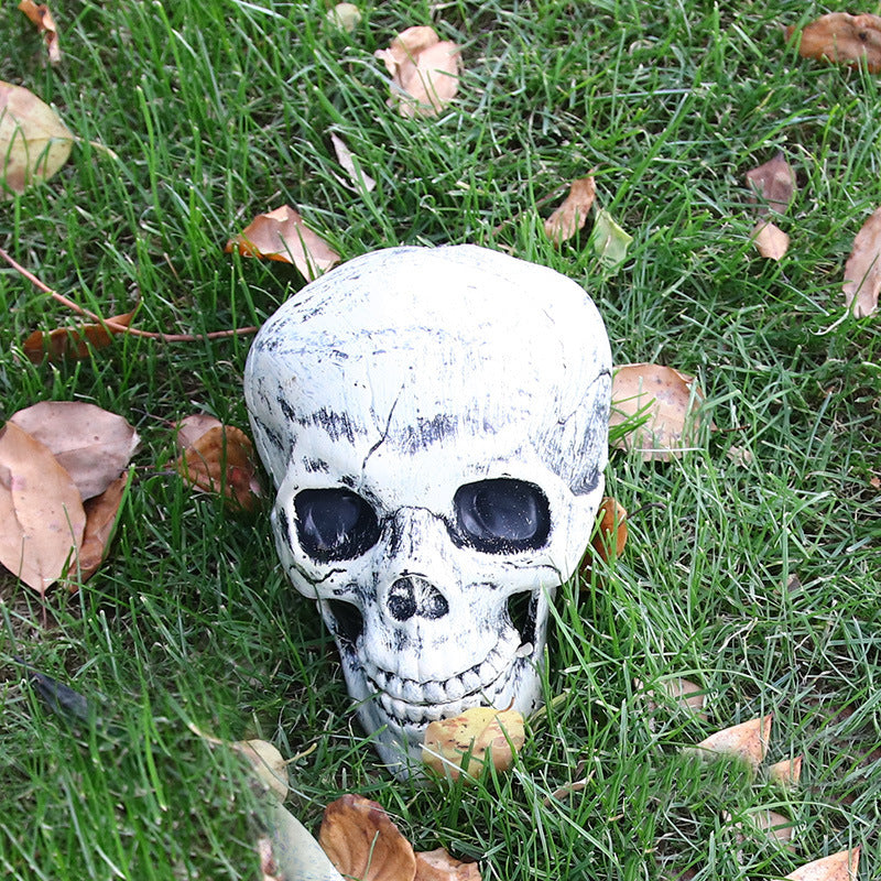 Halloween skeleton decoration set placed in spooky garden display