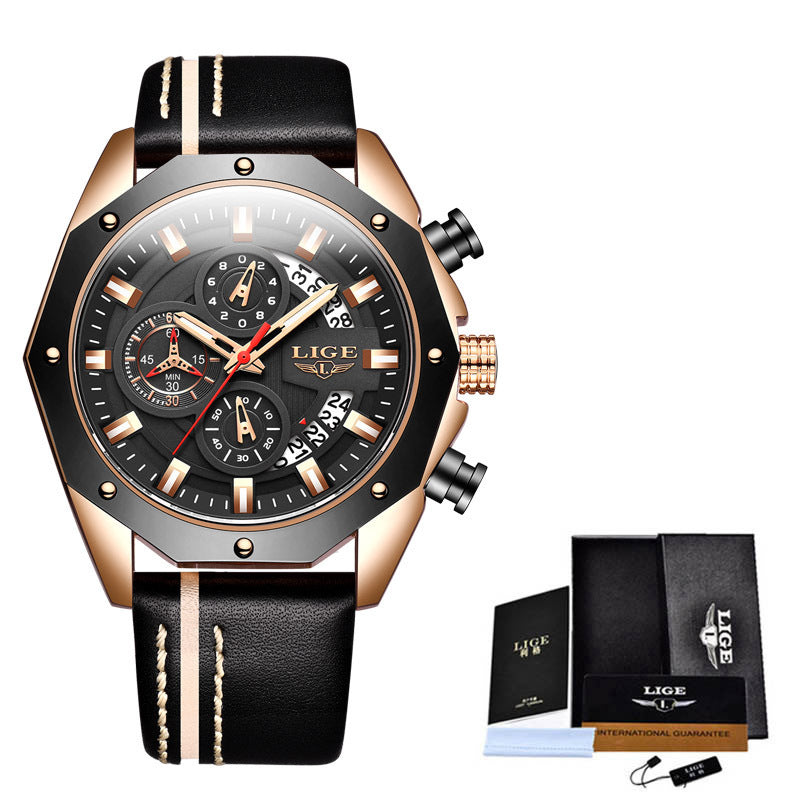 Top Luxurious Quartz Men Silicone watch side angle showing watch face
