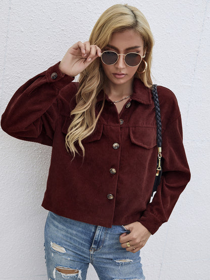 Womens Corduroy Short Coat styled with jeans for casual wear