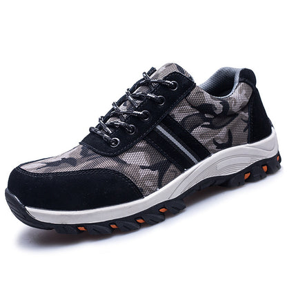 Anti-piercing safety boots for men demonstrating puncture-resistant sole