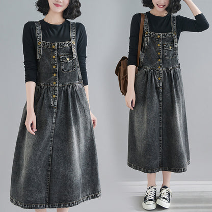 Denim Suspender Skirt Dress Denim Skirt