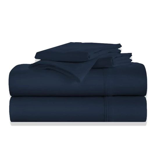 Egyptian Cotton Sheets 1000 Thread Count Twin Size 4 Pc Sheets Set Long Staple Cotton Sheets for Twin Size Bed 18" Extra Deep Pocket Sheets Twin Navy Blue