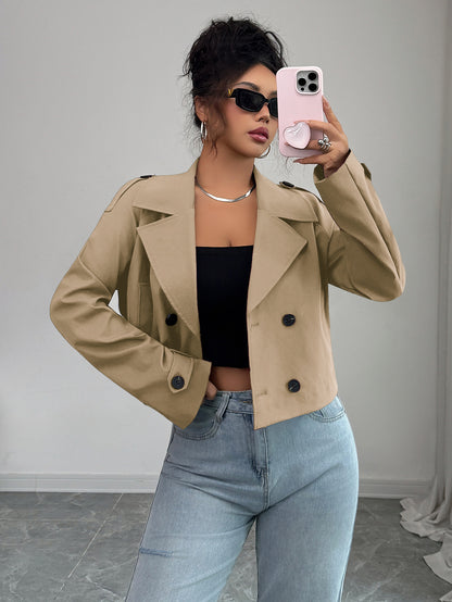 casual minimalist long sleeve jacket for women front view