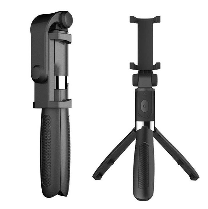 Bluetooth selfie stick for mobile front view with phone attached