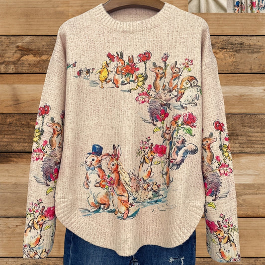 color printed transparent sweater front view on hanger