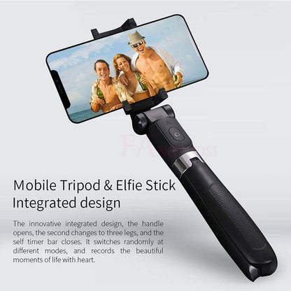 Bluetooth selfie stick for mobile tripod setup on table