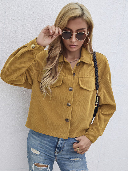 Womens Corduroy Short Coat styled with jeans for casual wear