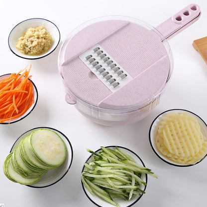 8 in 1 vegetable slicer set displayed with vegetables