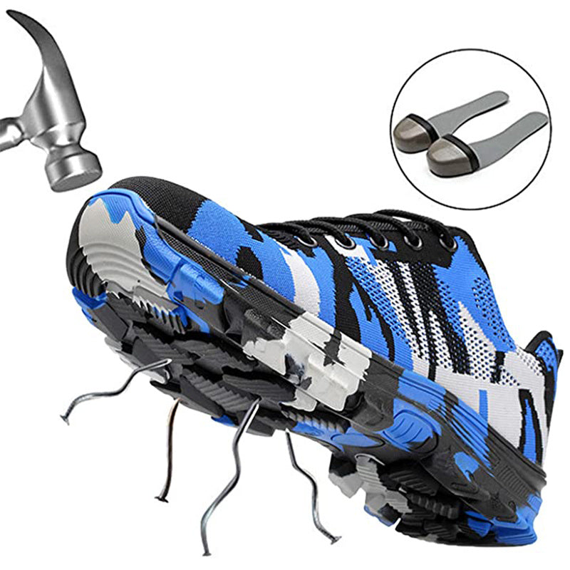 Anti-piercing safety boots for men with steel toe protection front view