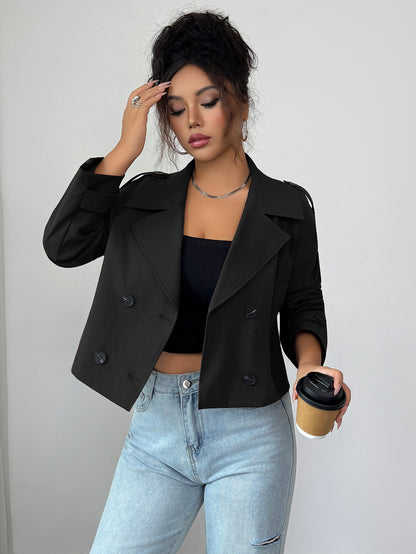 casual minimalist long sleeve jacket for women front view