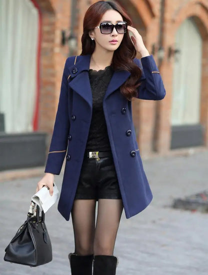 New Women's Korean Style Long Wool Coat