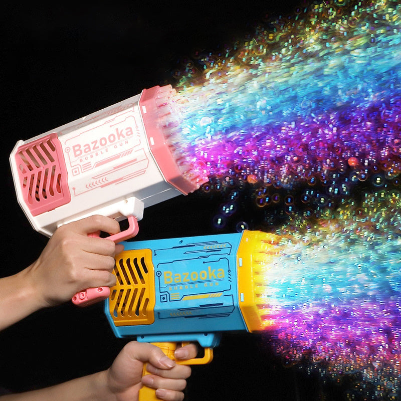 Bubble Gun Toy for Kids – 69 Holes Automatic Soap Blower with Light