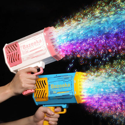 Bubble Gun Toy for Kids – 69 Holes Automatic Soap Blower with Light