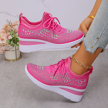 Womens rhinestone sneakers highlighting non-slip sole design