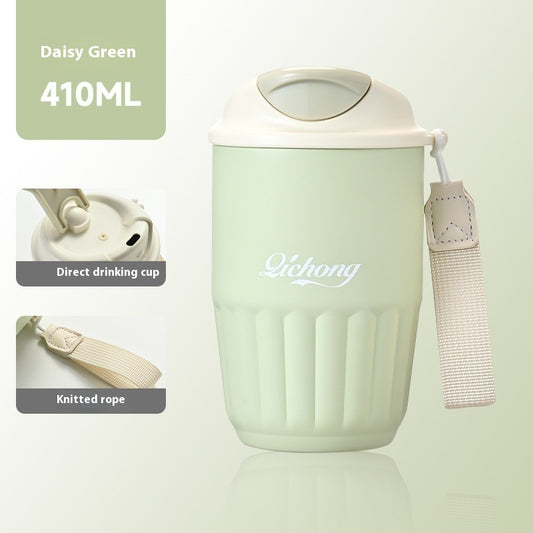 Stainless Steel Mini Thermos Cup with leak-proof lid on white background