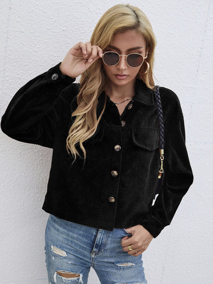 Womens Corduroy Short Coat styled with jeans for casual wear 