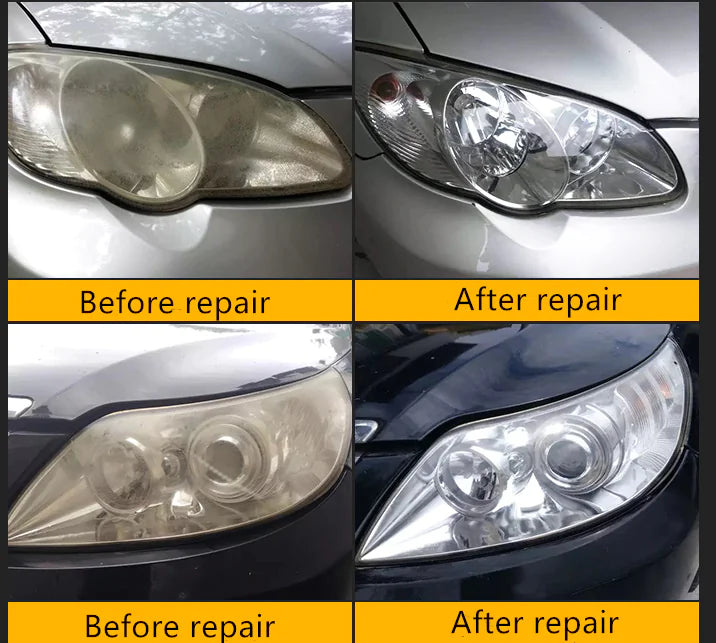 Headlight Restoration Kit - Repair Fluid and Tools