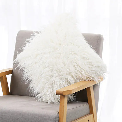 Plush Ins-Style Cushion Cover in Solid Color (Wholesale)