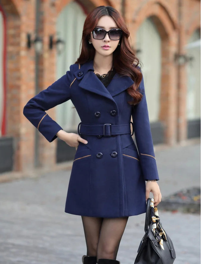 New Women's Korean Style Long Wool Coat
