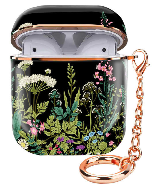 ZEKICE Airpod Case Cute Airpod 1st 2nd Generation case Cover Protective Shockproof Hard Cover Shell with Rose Gold Keychain Buds Case for Girl Women Men (Cute Flower)
